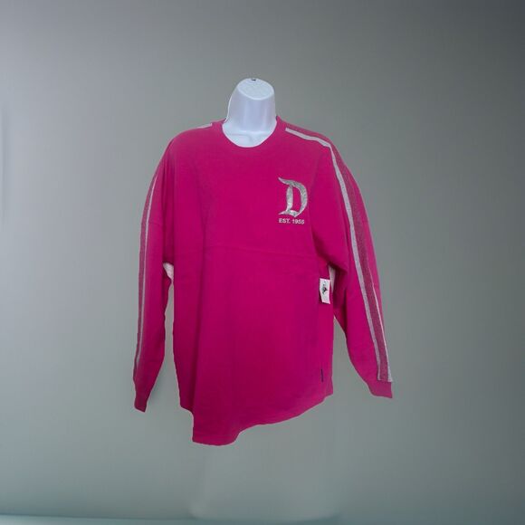 Disney Hot Pink Silver Glitter Spirit Jersey Disney Parks Adult Sz S NWT!! - Picture 1 of 9